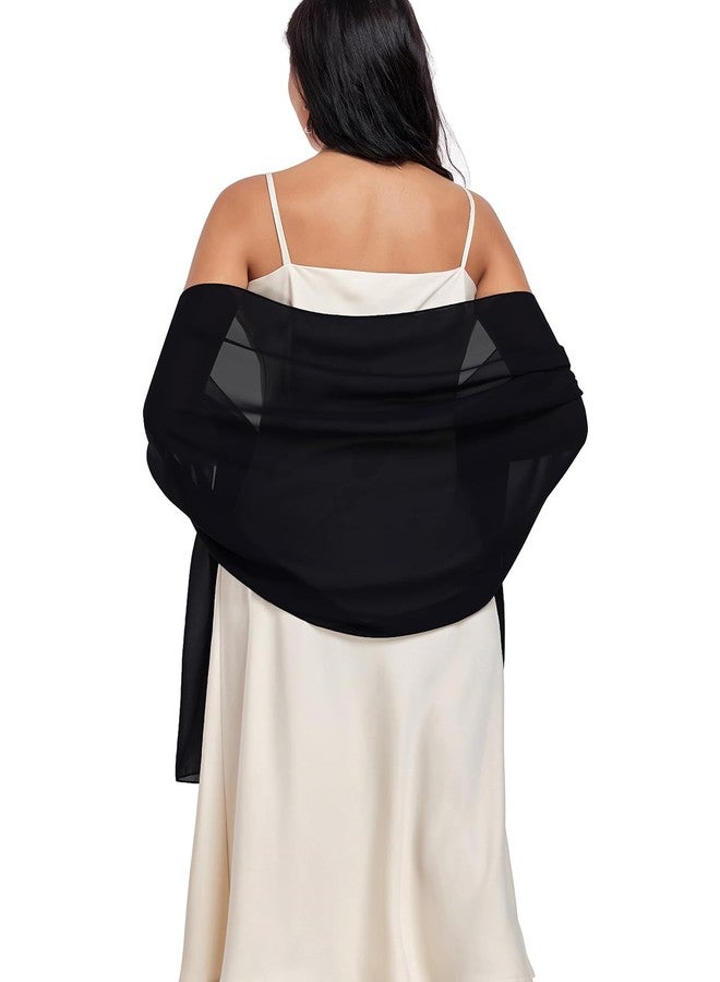 Vickorpen Shawls and Wraps Soft Chiffon Scarve Scarf For Evening Party Dresses Wedding Stole(Black1,one size) - Image 4
